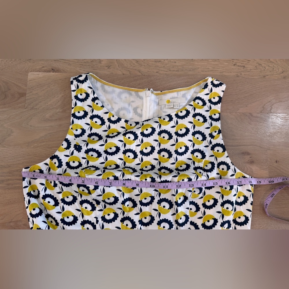 Boden Yellow and Navy Printed Sleeveless Midi Dress - Picture 6 of 10